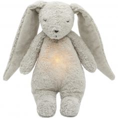 Peluche veilleuse lapin nature bio avec sons & lumières gris - Moonie