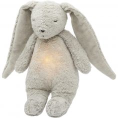 Peluche veilleuse lapin nature bio avec sons & lumières gris