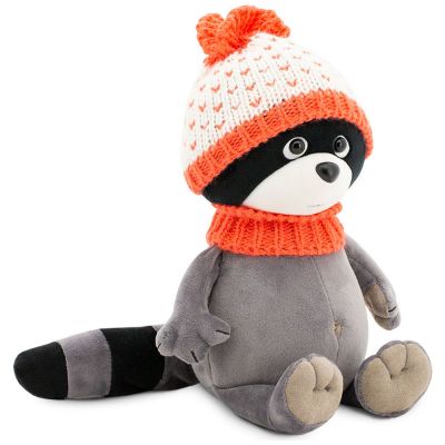 Raton laveur avec bonnet orange Denny (25 cm assis)