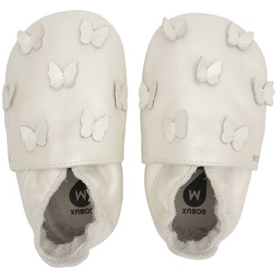 Chaussons Bebe En Cuir Soft Soles Papillon Perle 15 27