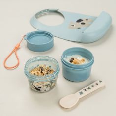 Boîte à goûter double petit Tiny farm Bleu