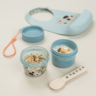 Boîte à goûter double petit Tiny farm Bleu