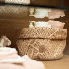 Panier de rangement Check Knit Biscuit (14 x 18 cm)