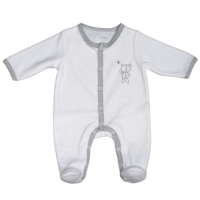 Pyjama chaud blanc nounours Céleste (Naissance) Sauthon