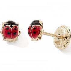 Boucles d'oreilles à vis Coccinelle (or jaune 9 carats) - Baby bijoux