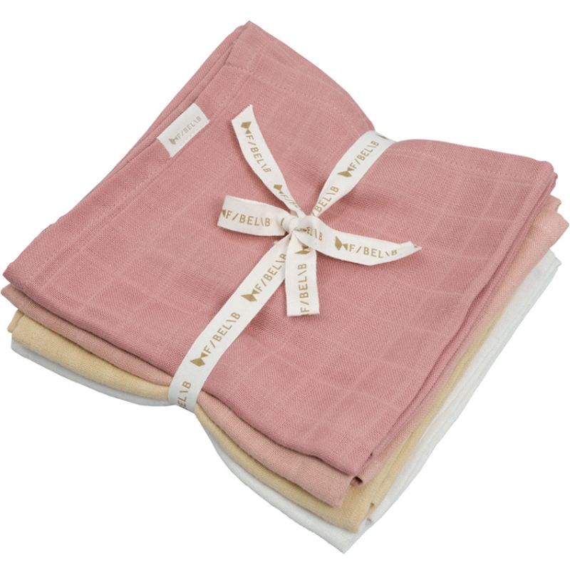 Lot de 4 langes en mousseline de coton bio Pastel Flower (60 x 60 cm) Fabelab