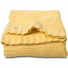 Grande couverture en coton tricot Chunky jaune (100 x 150 cm)  par Jollein