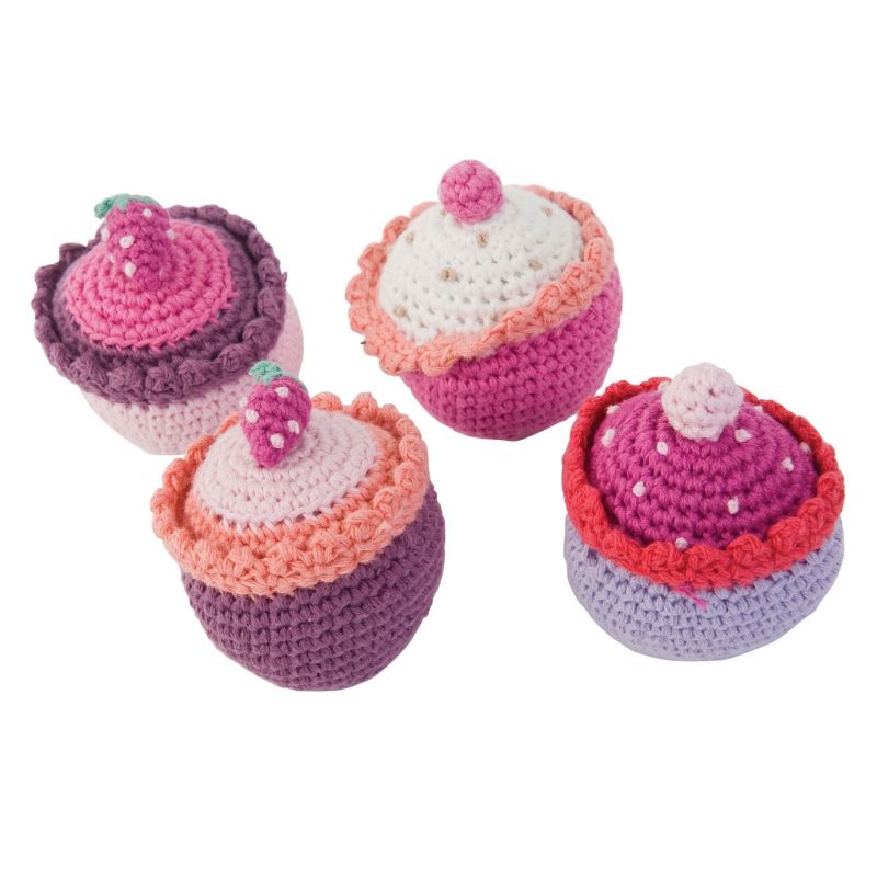 Lot de 4 Cupcakes en crochet 