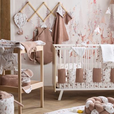 Lange en double gaze de coton gaufré clairière et Mocha
