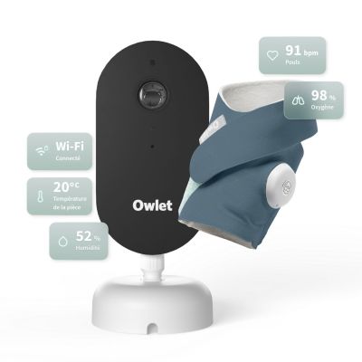 Pack chaussette connectée Dream Sock Bedtime Blue + Dream Sight Cam (0-18 mois) Owlet