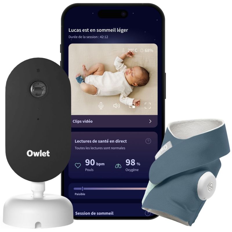 Pack chaussette connectée Dream Sock Bedtime Blue + Dream Sight Cam (0-18 mois) Owlet Produit 3