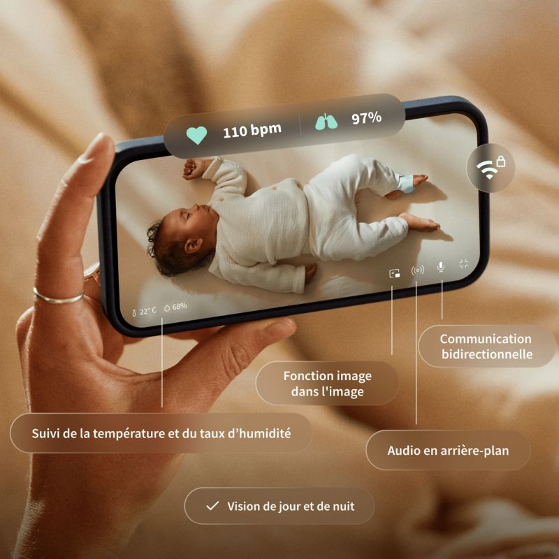 Pack chaussette connectée Dream Sock Bedtime Blue + Dream Sight Cam (0-18 mois) Owlet Ambiance 5