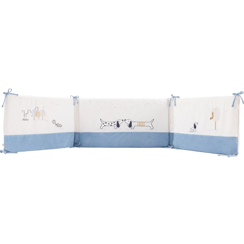 Tour de lit en veloudoux Aston & Jack chien bleu (pour lits 60 x 120 et 70 x 140 cm) Noukie's