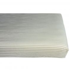 Drap housse en percale de coton Rayé Tilleul (50 x 83 cm) - Kadolis