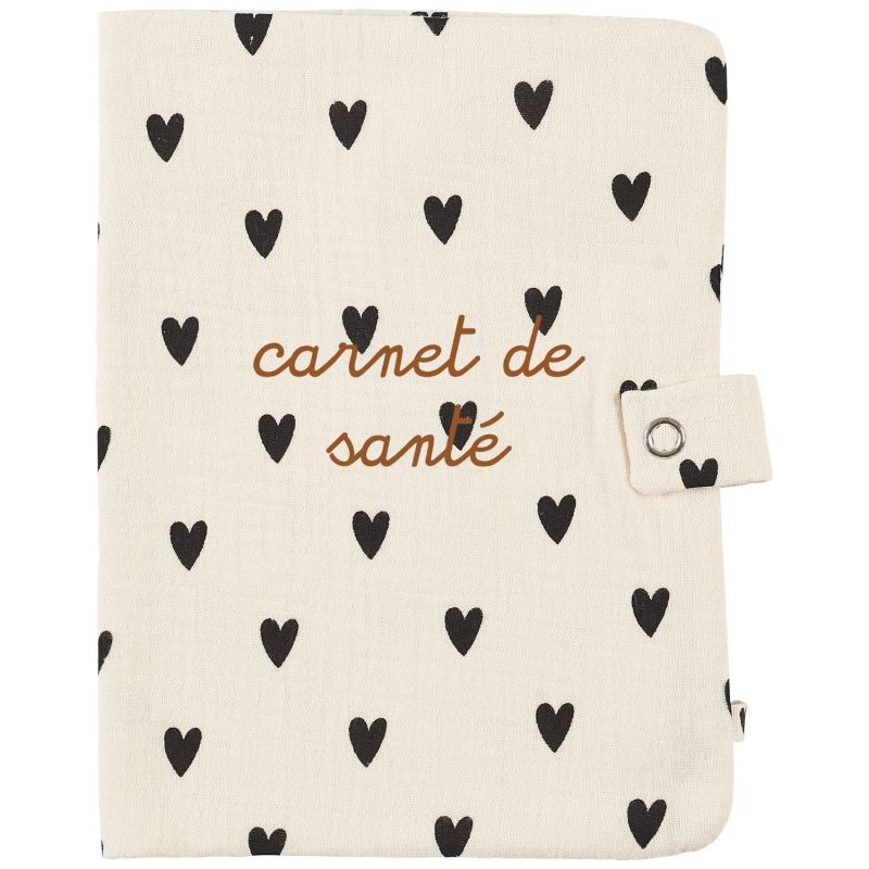 Protège carnet de santé Gaze Coeurs Ecru (personnalisable) Atelier Wagram Produit 3