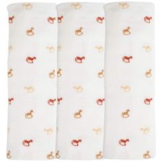 Lot de 3 langes en mousseline Cheval (70 x 70 cm) - Trois Kilos Sept