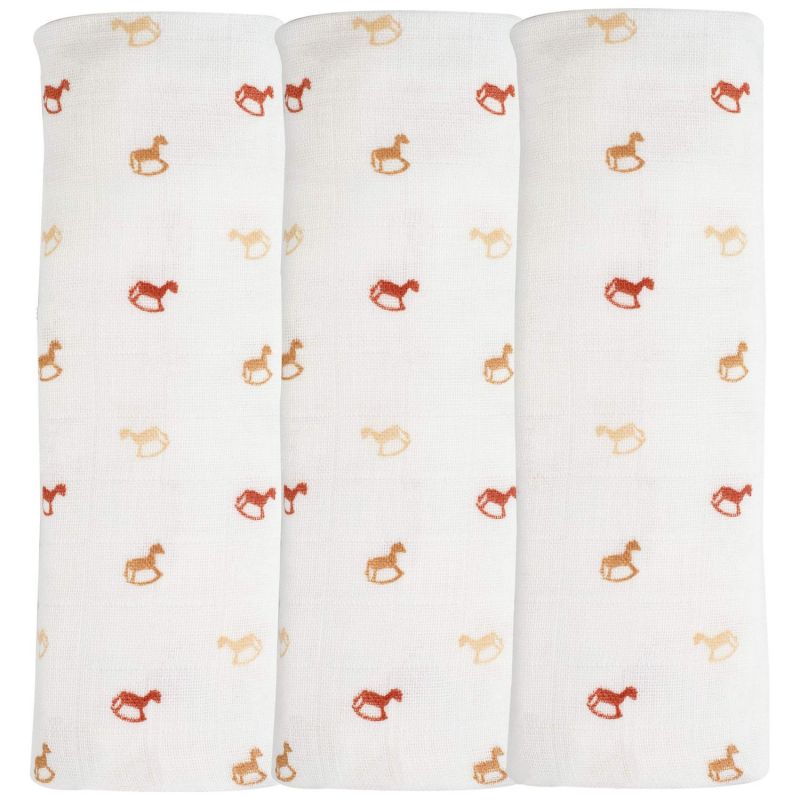 Lot de 3 langes en mousseline Cheval (70 x 70 cm) Trois Kilos Sept Produit 1