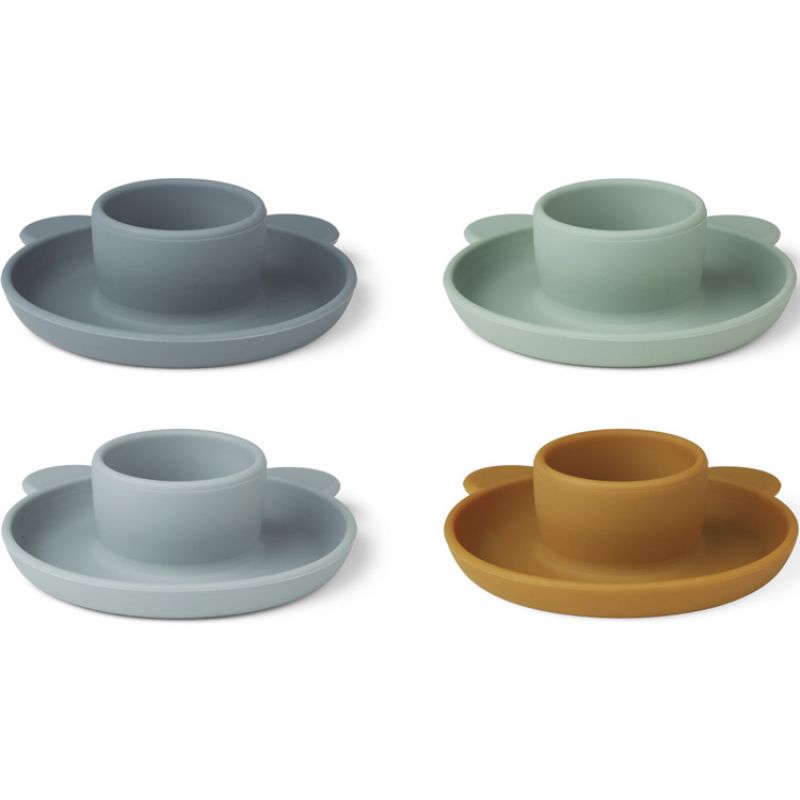 Lot de 4 coquetiers en silicone Janus Mr bear Blue multi mix Liewood