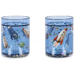 Lot de 2 gobelets à paillettes Outer Espace - Reconditionné - Konges Slojd Lot de 2 gobelets à paillettes Outer Espace - Reconditionné - Konges Slojd