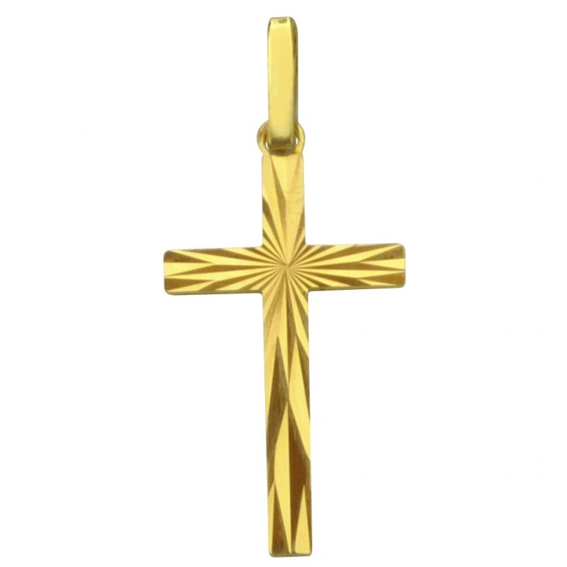 Croix facettée 20 x 14 mm (or jaune 750°) Premiers Bijoux