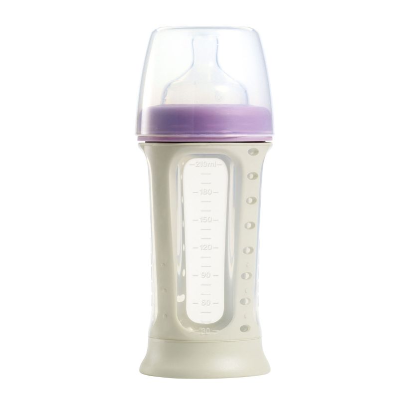 Biberon silicone Biboz poudré rose (210 ml) Béaba