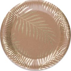 Lot de 8 assiettes en carton kraft Tropi Chic palmier - Arty Fêtes Factory