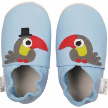Chaussons en cuir Soft soles toucan bleu (9-15 mois)  par Bobux