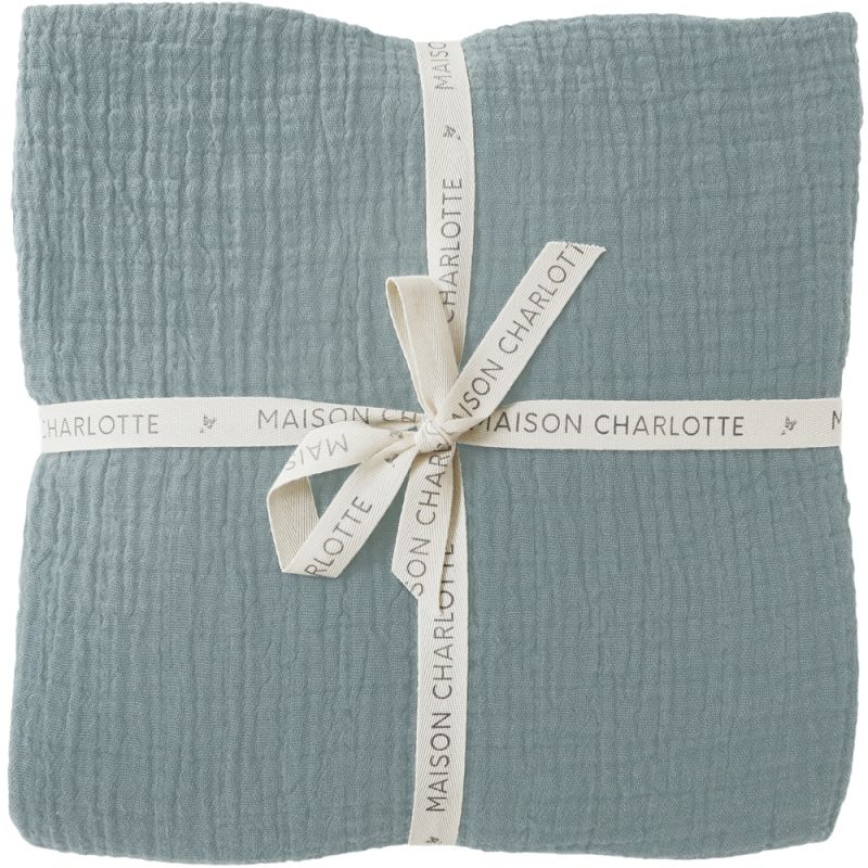 Drap housse gaze de coton uni vert (70 x 140 cm) Maison Charlotte