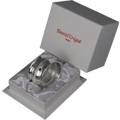 Rond de serviette Godron en métal argenté + coffret (personnalisable)