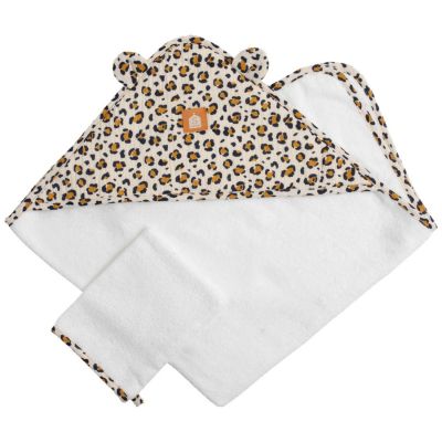 Cape de bain + gant de toilette Léopard Sauthon