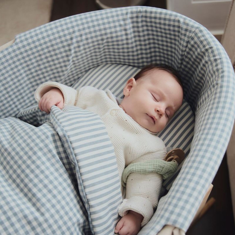 Habillage couffin Moïse Praliné Vichy Rayures Matcha (TOG 2,5) Walking Mum Ambiance 2