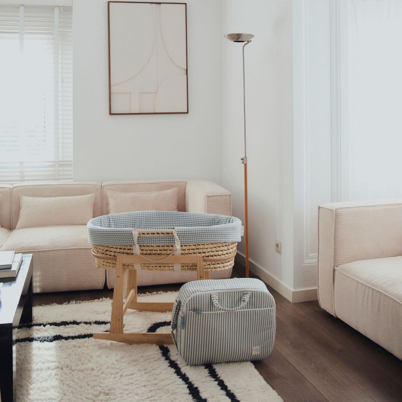 Habillage couffin Moïse Praliné Vichy Rayures Matcha (TOG 2,5) Walking Mum Ambiance 8