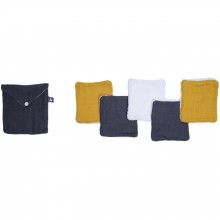 Lot de 5 lingettes lavables moutarde et gris anthracite (10 x 10 cm)  par BB & Co