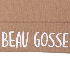 Bonnet de naissance en coton Beau gosse camel