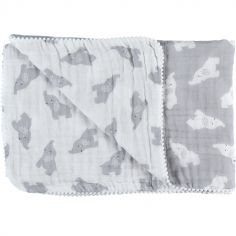 Couverture en mousseline de coton Eléphant gris (75 x 100 cm)