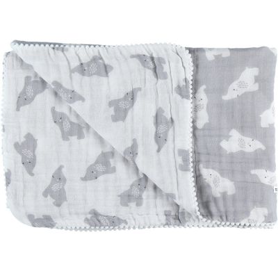 Couverture en mousseline de coton Eléphant gris (75 x 100 cm)  par Noukie's