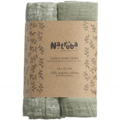 Pack 2 langes en coton bio vert - Natruba