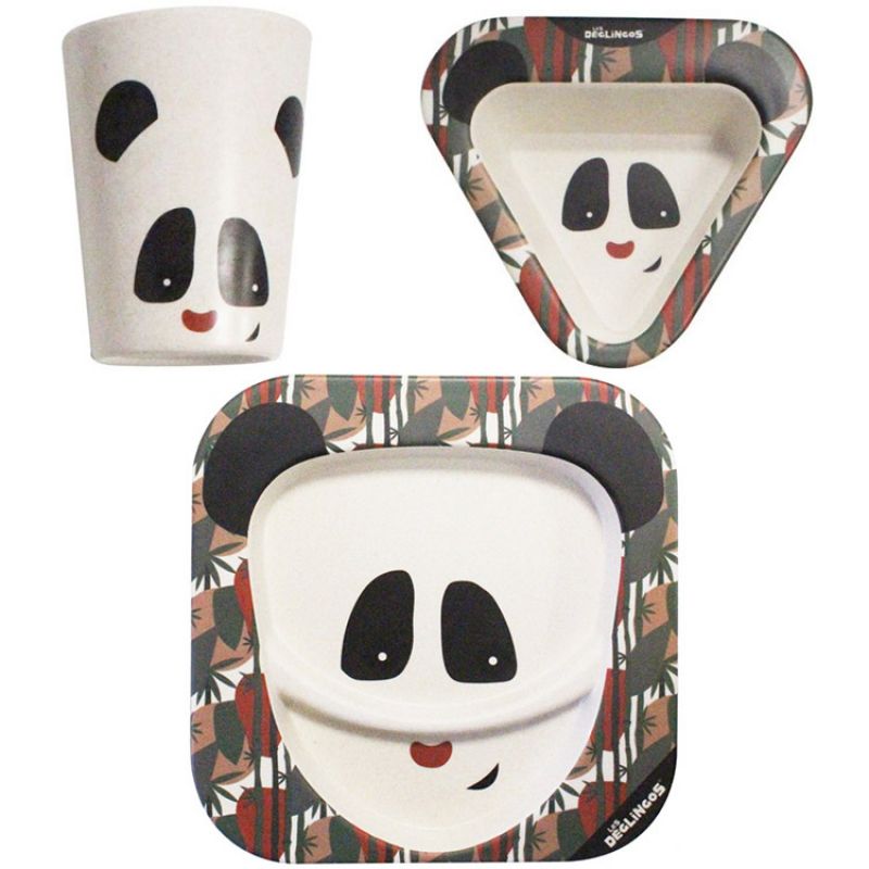 Coffret repas en bambou Rototos le panda (3 pièces) Les Déglingos