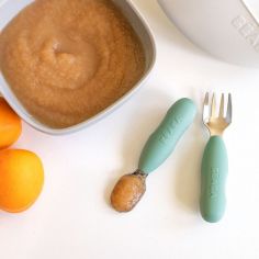 Lot de 2 pré-couverts en inox vert sauge