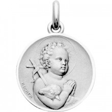 Médaille Enfant Saint Jean  (or blanc 750°)  par Becker