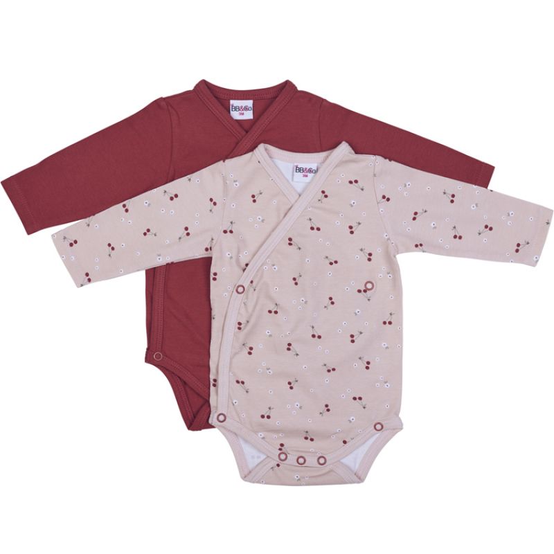 Lot de 2 bodies manches longues en coton Cerise (3 mois) BB & Co