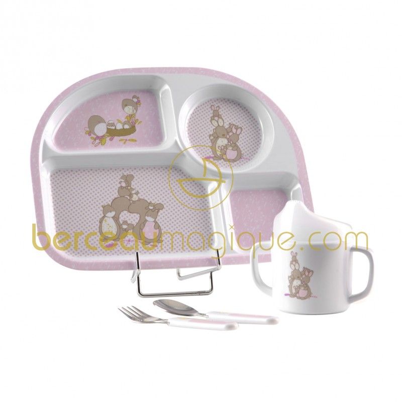 Coffret repas rose 4 pièces Amadeus Les Petits