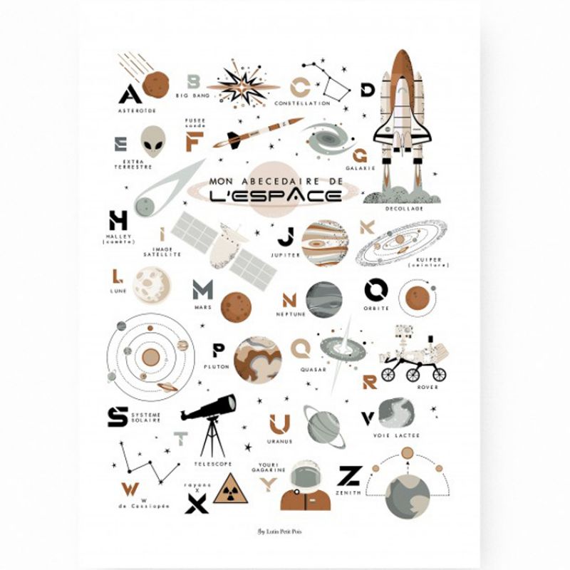 Affiche A3 Abécédaire de l'espace Lutin Petit Pois
