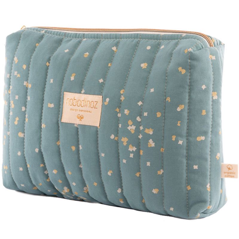 Trousse de toilette Travel Gold Confetti verte Nobodinoz