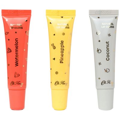 Coffret de 3 Lipgloss parfumés Beach Club (ananas, coco et pastèque)