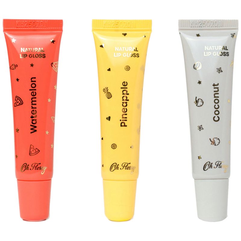 Coffret de 3 Lipgloss parfumés Beach Club (ananas, coco et pastèque) Oh Flossy Produit 2