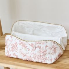 Trousse zippée Toile de Jouy rose thé (24 cm)