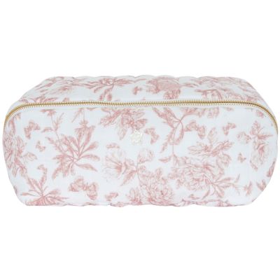 Trousse zippée Toile de Jouy rose thé (24 cm)