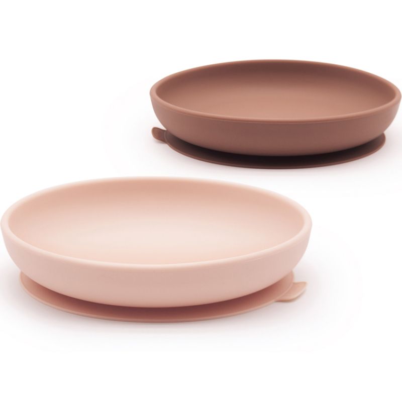 Lot de 2 assiettes à ventouse en silicone blush terracotta EKOBO