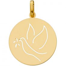 Médaille baptême de républicain Colombe (or jaune 750°)  par Berceau magique bijoux